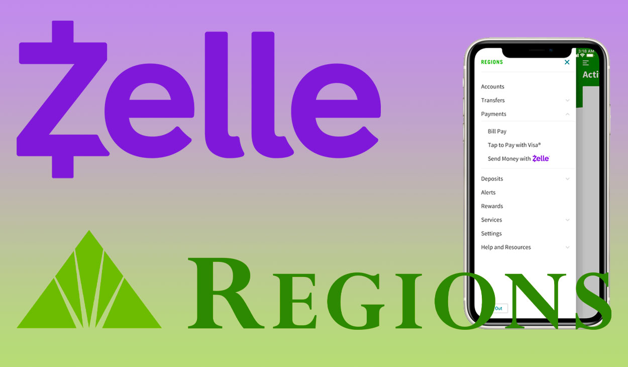 How do I use Zelle with Regions Bank and what are its limits?
