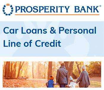 Prosperity Bank Car Loans and personal lines of credit