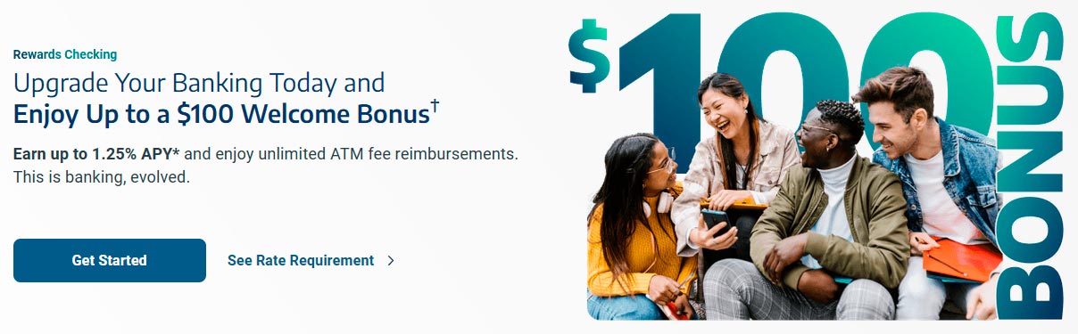 Axos Rewards Checking Account: $100 bonus and up to 1.25% APY