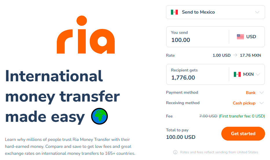 Ria Money Transfer near me and how to send money